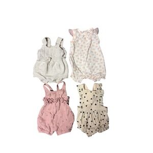 Baby Girl Romper Bundle 0-3M Cat & Jack Emily and Oliver Hearts Floral Knit 4pc